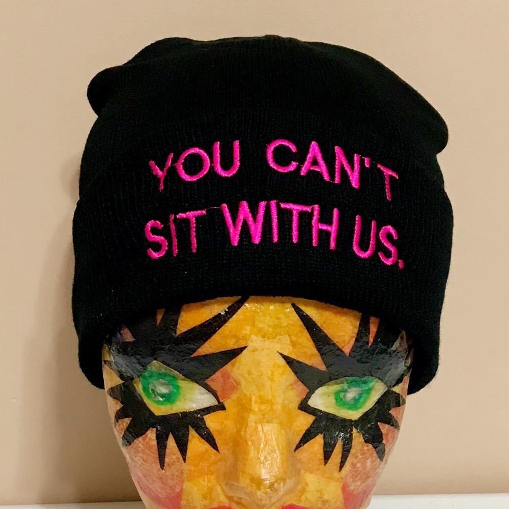 You Can’t Sit With Us Black Knit Beanie Hat